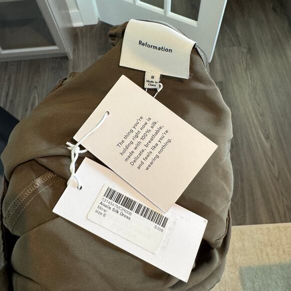 Reformation Anaiis Silk Maxi Dress NEW Morel Brown High Neck Open Back NWT 8 - Picture 6 of 7